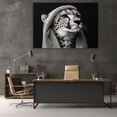 thumbnail image 5 of Mudket Framed White Cheetah with Towel Canvas Wall Art, Monochrome Leopard Print Wall Decor, Modern Animal Wall Art Ready to Hang - 12"L x 8"W, 5 of 10