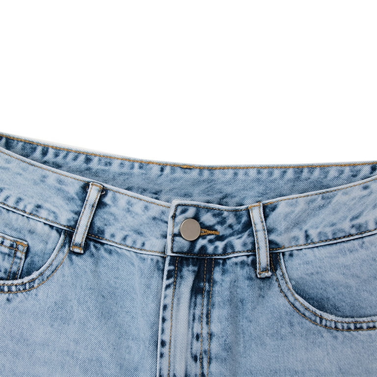 Fashion Women's Loose Fit High Waisted Denim Pants With Back Fashion Women's Loose Fit High Waisted Denim Pants With Back