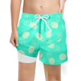 thumbnail image 2 of SGMVNU Boys Swim Trunks Bathing Suit Soft Compression Liner Boys Swim Shorts 5t Neon No-Chafing Swimming Shorts Print Swimsuits(Size 14-16 Years,1-Green), 2 of 4