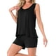 thumbnail image 4 of INSPIRAR CHIC Conjuntos de Pijamas para Mujeres, Tops de Tanque con Pantalones Cortos, Conjuntos de Descanso con Bolsillos XL Negro, 4 of 5