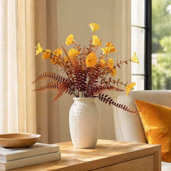 mdesiwst Artificial Eucalyptus Morning Glory Flowers, Fall Fake Flowers for Outdoor Planters Decorations, Reusable Silk Flowers Plants for Front Porch Garden Patio