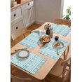 thumbnail image 5 of Ocean Placemats Set of 6 Shell Coral Starfish Stripes Navy Turquoise Place Mat for Dining Table Washable Burlap Cotton Table Mats, 5 of 6