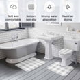 thumbnail image 5 of Grey Plaid Bath Mat 3 Piece Bathroom Rug Set, Spring Summer Farmhouse Buffalo Checkered Non Slip Bath Rug Contour Mat and Toilet Lid Cover, Absorbent Shower Mats Soft Bath Rugs and Mats Sets, 5 of 8