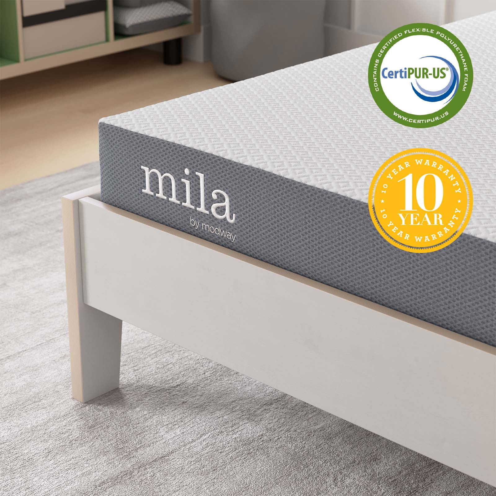 Modway Mila 6" Modern Style Memory Foam Twin Mattress in White (Set of 2)
