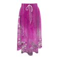 thumbnail image 3 of YUEJUIR Midi Skirts for Women Boho Skirts for Women Trendy Summer Flowy Floral Midi Skirts with Pockets Lightweight Drawstring High Waisted Skirts A Line Skirt Boho Skirt (Red,S), 3 of 4