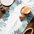 thumbnail image 3 of Coastal Corals Table Runner 72 Inches, Ocean Starfish Beach Conch Turquoise Gray Bed Runner Dresser Scarves Tabletop for Indoor Outdoor Parties/Ceremony/Banquet, 14" x 72", 3 of 9