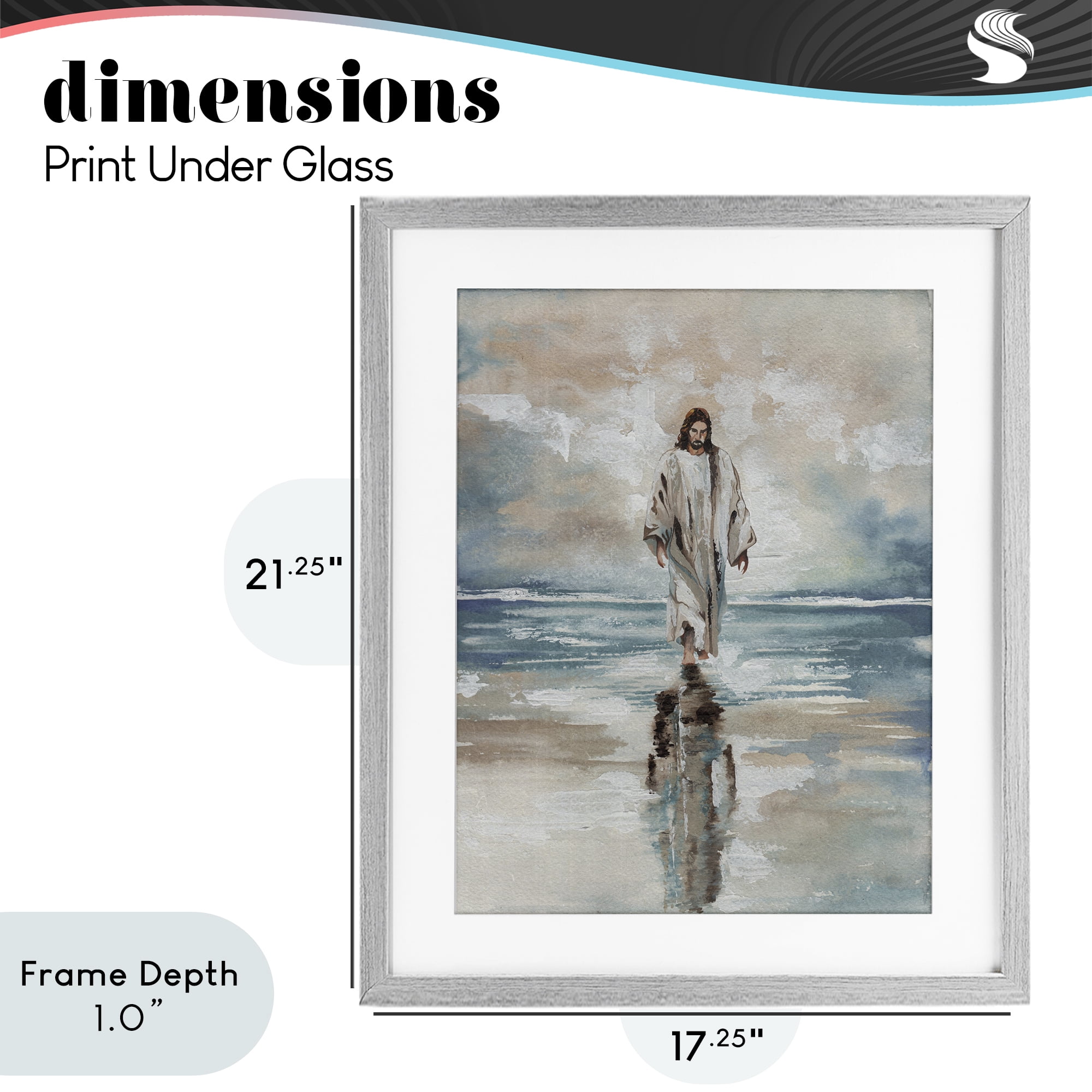 Stupell Industries Jesus on Water Gray Framed Print Under Glass, design by Elizabeth Medley