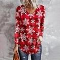 thumbnail image 1 of Pntutb - Camiseta de manga larga con cuello en V para mujer, informal, con estampado de copos de nieve de Navidad Pntutb Pntutb-5242, 1 of 4