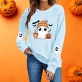 thumbnail image 2 of Uootdi Halloween Sweatshirts for Women Long Sleeve Crew Neck Ghost Pumpkin Bat Sleeve Print Womens Graphic Tees Oversized Fit Spooky Season Trick Or Treat Soft Cozy Womens Pullover Tops Gift, 2 of 7