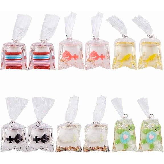 1 Box 12pcs Water Bag Charms Ocean Shell Turtle Resin Pendant Charm Bulk for Jewelry DIY Necklace Bracelet Earrings Making Colorful