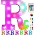 thumbnail image 1 of Pooqla Colorful LED Marquee Letter Lights with Remote – Light Up Marquee Signs – Party Bar Letters with Lights Decorations for The Home - Multicolor R, 1 of 7