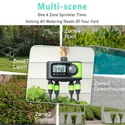 RainPoint Garden Hose Timer, 4 Outlets Water Timer Programmable Sprinkler Timed Watering Controller System Faucet Timer for Lawn Yard, ITV405