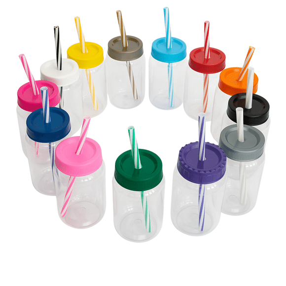 25 vasos de fiesta con tapa popote cilindro 500 mL pet