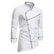 thumbnail image 1 of Camisa retro de manga larga con cuello alto y bloques de color para hombre - Poliéster, transpirable y casual, 1 of 5