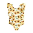 thumbnail image 1 of Hiiyo Girls One-Piece Swimsuit Sunflower Print Ruffle Bathing Suit Swimwear, 1 of 5