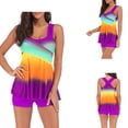 thumbnail image 3 of Traje De Baño De 2 Piezas Traje de baño de 2 piezas para mujer, sin espalda, camiseta sin mangas de verano, minipantalón, traje de playa informal Cgtredaw Púrpura Xxl para Mujer, 3 of 7