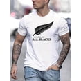 thumbnail image 1 of NEW ZEALAND ALL BLACKS Leaf Pattern Print, Men's Crew Neck Short Sleeve T-shirt, Casual Tops For Men, Men's Comfy Clothing For Daily Wear Tee For Adult, Men, Women, Teen, Teenager, Adolescent, Youth, 1 of 5
