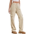 thumbnail image 1 of Pantalones Cargo for mujer, pantalones elásticos de cintura alta, pantalones de viaje de pierna ancha, pantalones casuales holgados, ropa de calle de senderismo con múltiples bolsillos, 1 of 7