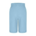 thumbnail image 5 of UAMVSH Bermuda Shorts for Women Soft Summer Casual Pockets Shorts Knee Length Elastic Waist Simple Capri Pants with Cuffed Hem, 5 of 6