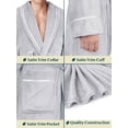 thumbnail image 3 of PAVILIA Mens Robe, Soft Robe for Men, Fleece Warm Long Bathrobe for Bath Shower Spa with Shawl Collar and Pockets, Plush Microfiber - Light Gray, 3 of 7