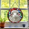 thumbnail image 6 of Pawberry Sheep Window Hanging Stained Glass, Sheep Suncatchers for Windows Stained Glass, Stained Glass Sheep suncatcher, 6 of 7