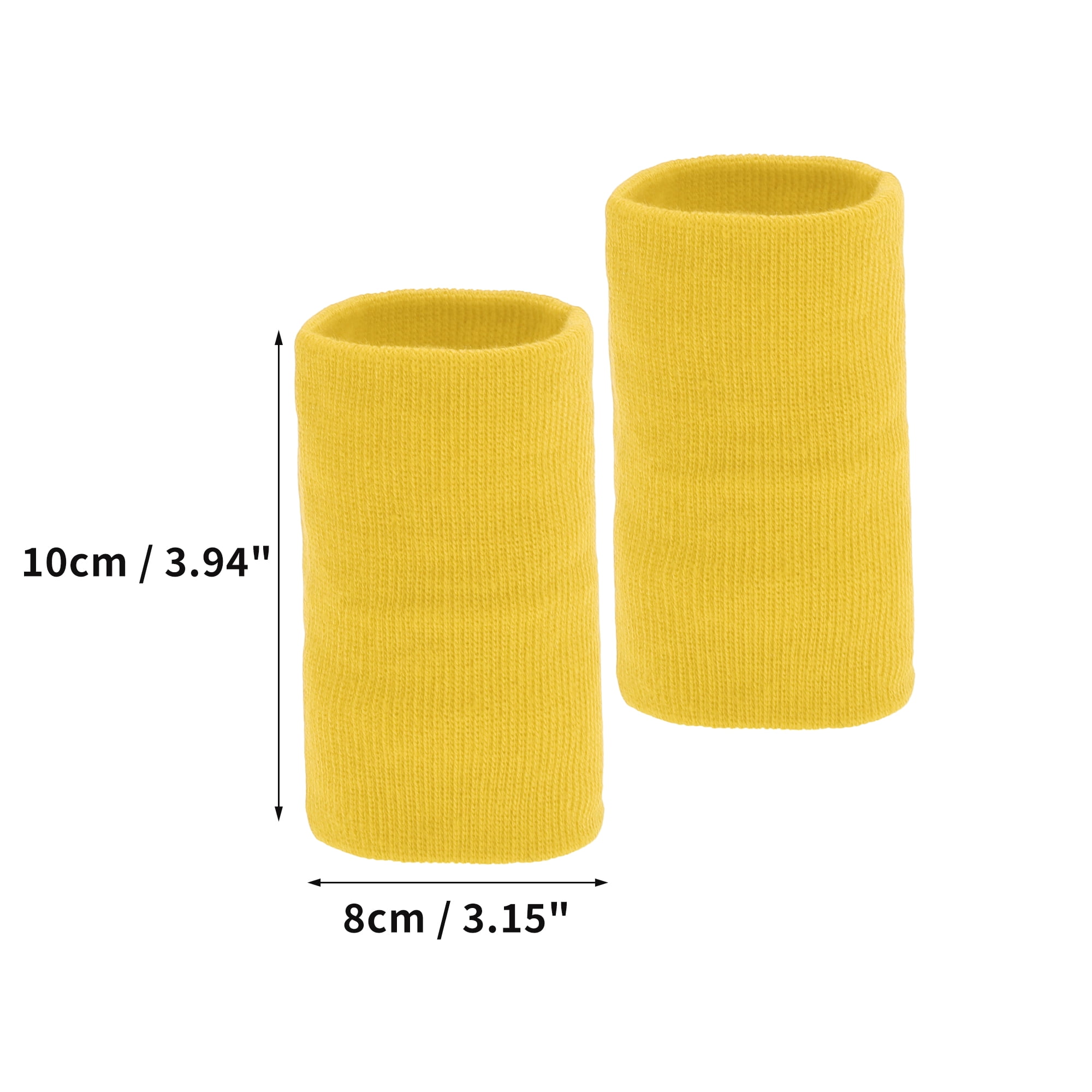 Unique Bargains 1 Pair of Sweat Absorbent Quick Drying Sports Wristbands Yellow M