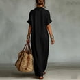 thumbnail image 4 of Virmaxy women summer dress 2026 Women's Casual Summer Maxi Dress V Neck Collared Embroidered Short Sleeve Loose Fit Dress for Beach Vacation Daily Wear, 4 of 7