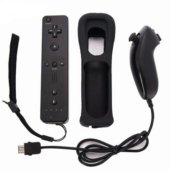 Wireless Remote Controller + Nunchuck with Silicone Case Accessories for Nintendo Wii Game Console Color:Black