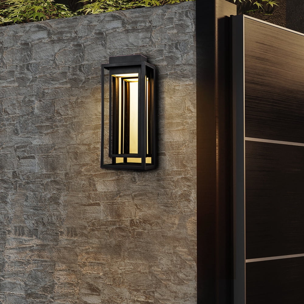 Black Gold Outdoor Led Wall Sconce, 9 Watt Integrated Led, with No Glass