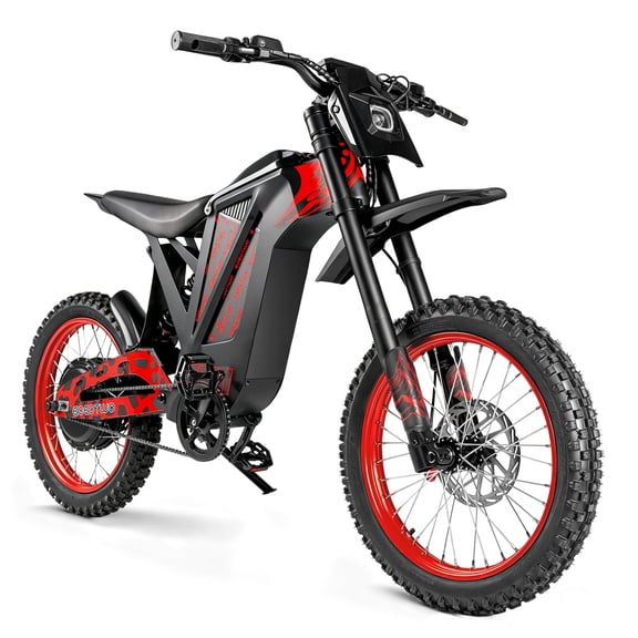 38MPH Electric Dirt Bike for Teens Adults, 48V 25Ah Battery, 3000W Electric Off-road Bike, UL2849(Black-red)
