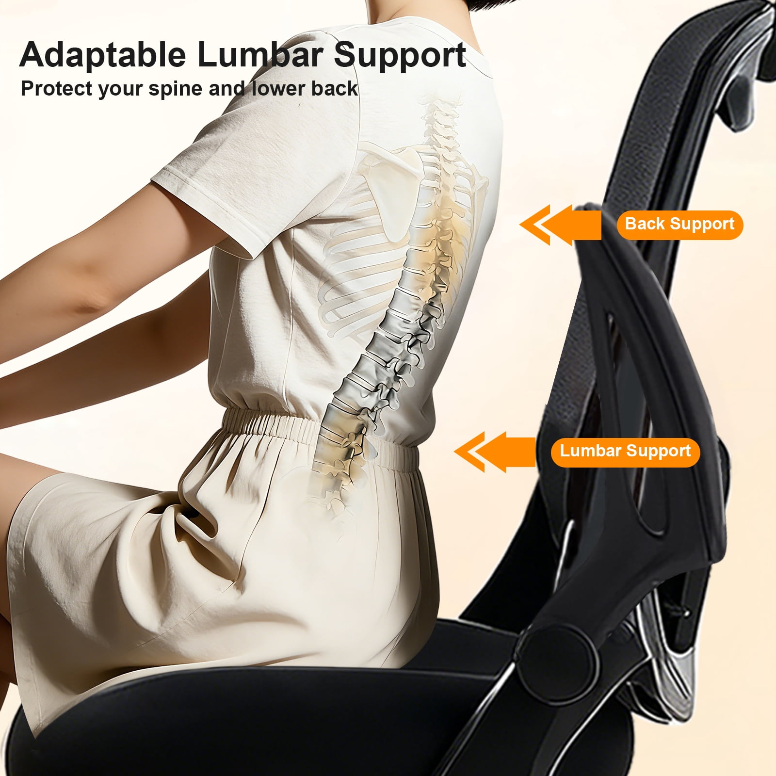 Office Chair Ergonomic Desk Chairs with Adjustable Lumbar Support& Headrest Hanger, High Back Breathable Mesh Chair with Wheels, Rolling Swivel Comfy Task Computer Chair for Home Work Gaming