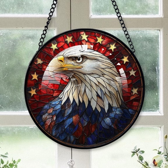 Customized Patriotic Stained Glass, Patriotic Glass Panel Sun Catchers Pretty Gifts, Patriotic Decoration for Home Garden Christmas Party Wedding pZ3xbH