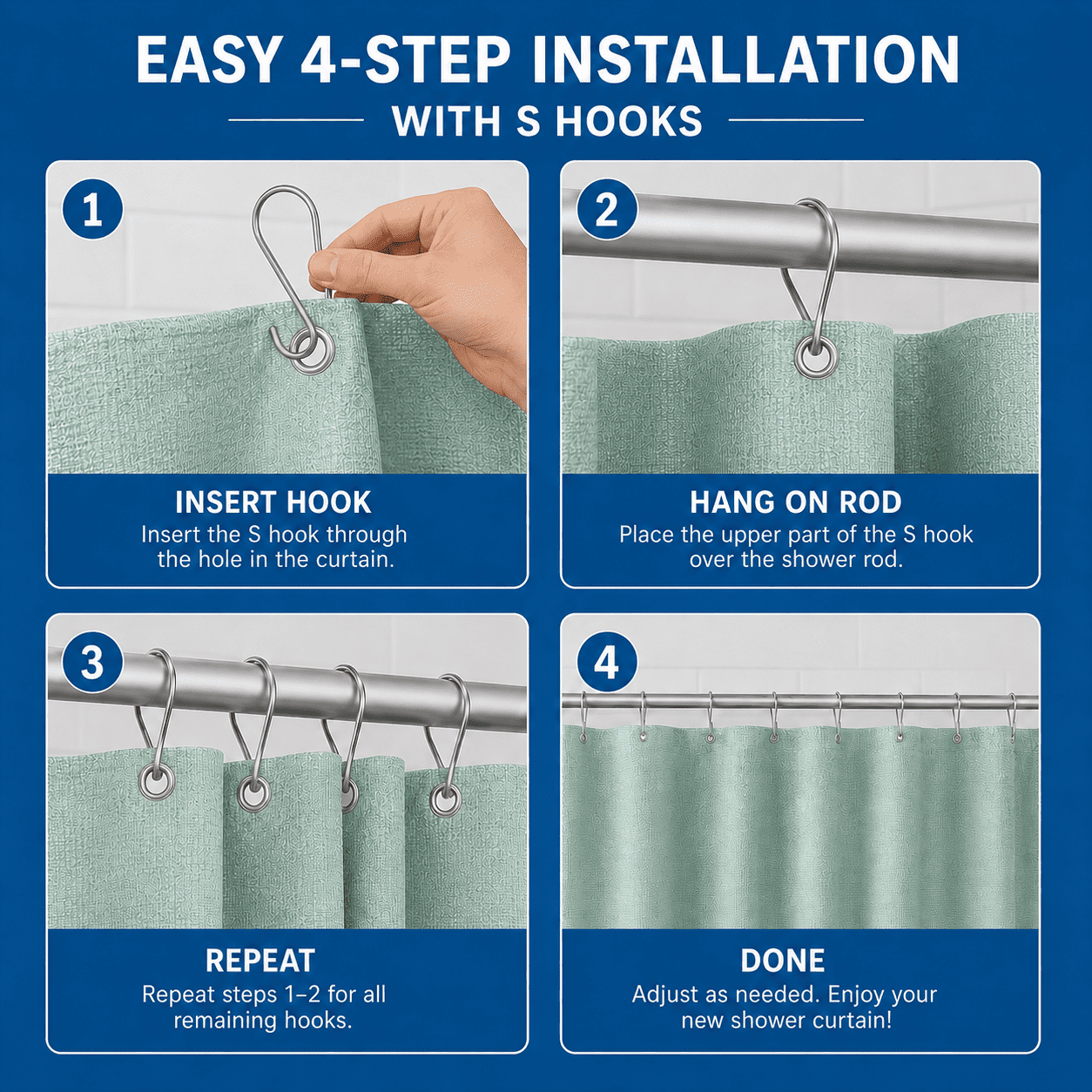 Mainstays 15-Piece Green Checkered Bathroom Set – Shower Curtain, Bath Rugs & Hooks, Easy Care