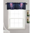 thumbnail image 3 of Purple Ombre Jellyfish Linen Curtain Valance for Bedroom/Bathroom/Kitchen/Office/Living/Dining Room Window,Ocean Coastal Nautical Jellyfish Rod Pocket Topper Decorative Cafe Drapes Panel 60"x18", 3 of 6