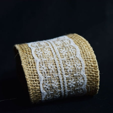 Lace Leather Wrap - Quasimoon Burlap and Lace Style No.5 Fabric Wrap Roll (2.4 x 6 Ft) by PaperLanternStore