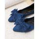 thumbnail image 4 of Elegant Black Flats For Women, Bow Decor Point Toe Faux Suede Ballet Flats, 4 of 4