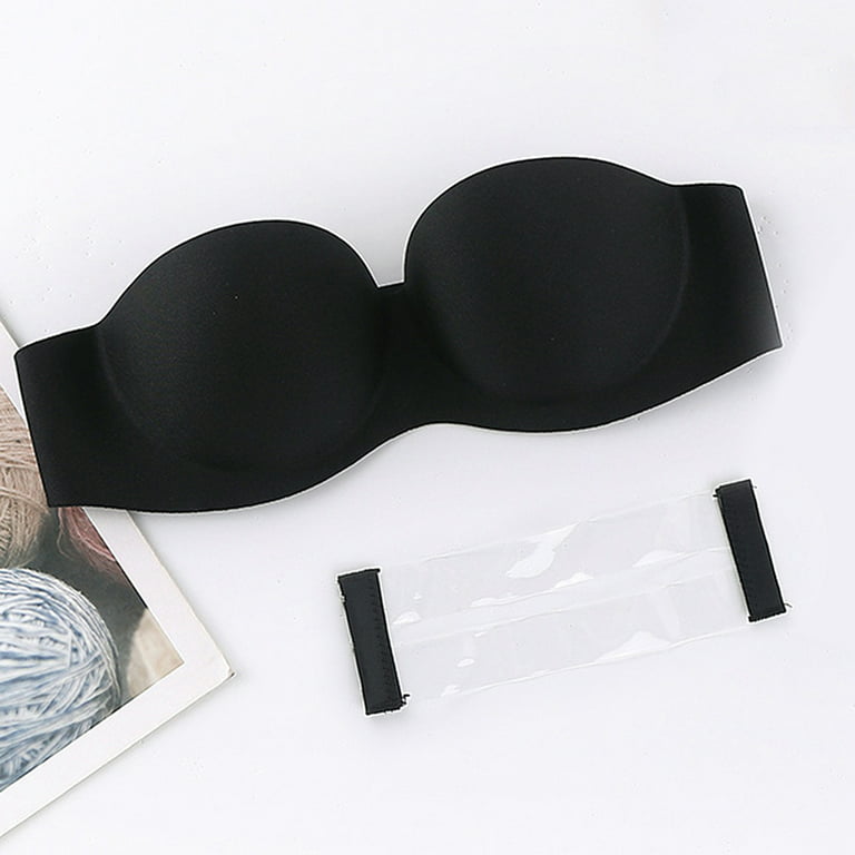 No-Wire Strapless Bra, Strapless Bras for Women Wireless Bra Without Straps  Comfortable Lightly Padded Bra Bralette Backless Breasts Padded C Black