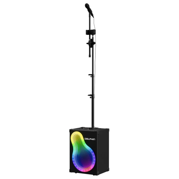 Dolphin Audio KP-500 Portable Bluetooth Karaoke Speaker Kit With Wired Microphone and Microphone Stand