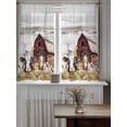 thumbnail image 4 of Farmhouse Animals Tier Curtains 45 Inch Length,Sheer Curtains for Bedroom Living Room Window Cow Pig in Fence Retro Wood Barn Rod Pocket Drapes Kitchen Curtains Small Half Window 27.5"x45" 2 Panels, 4 of 7