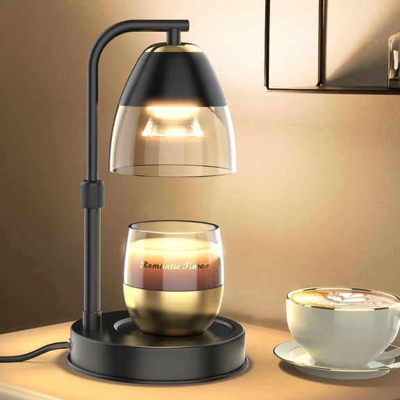 Candle Warmer Lamp with Timer Dimmer and Height Adjustable Electric Candle Lamp Warmer for Jar Scented Candles with 2 Bulbs,Home Decor Valentines Day Gifts for Daughter/Mom/Women(Black)