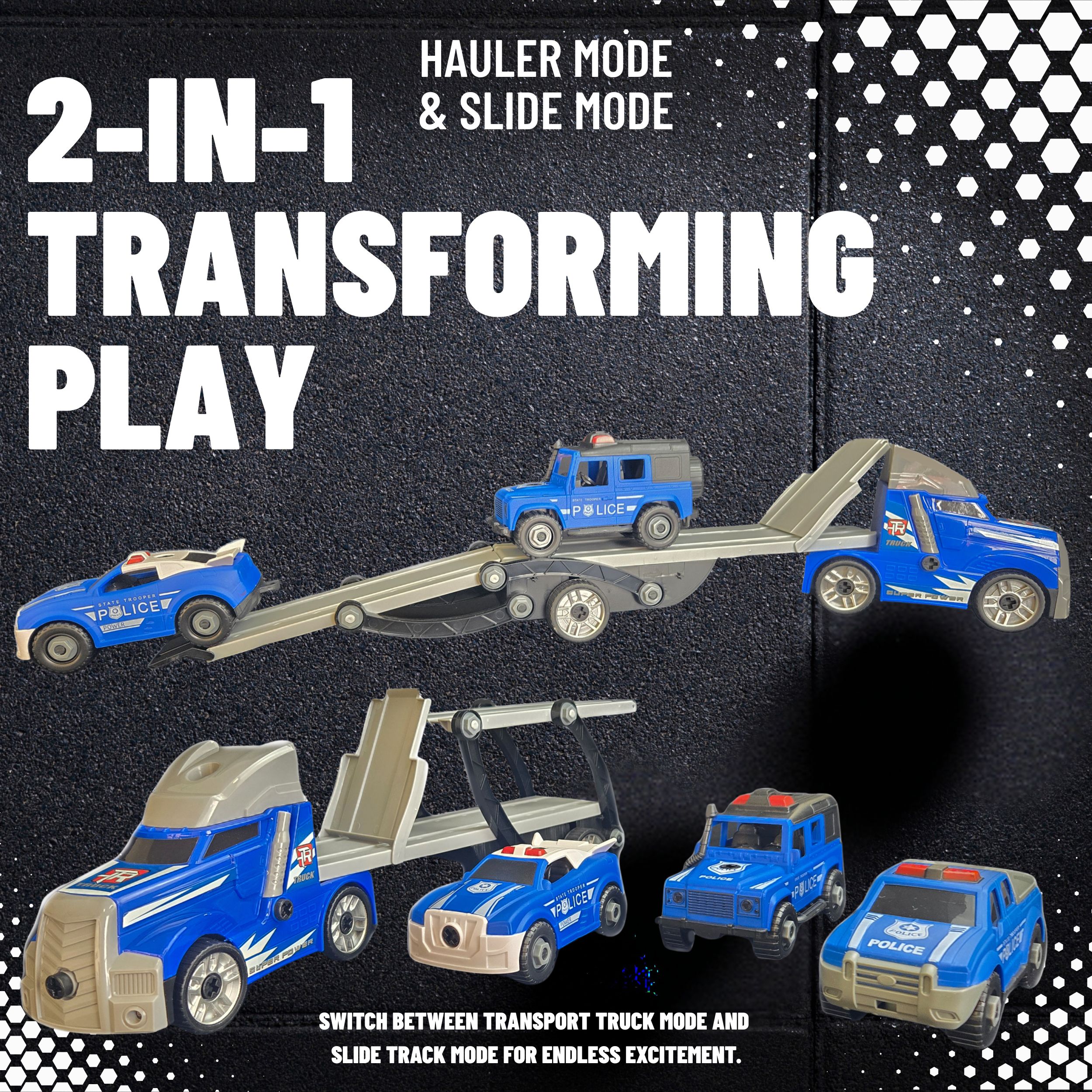 3 in 1 Police Station + Fire Station Toy Kid PlaySet with Fire Truck++Police Car and 2 Helicopters and 15 sports cars