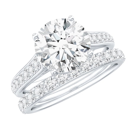 Solitaire Moissanite Wedding Ring Set for Women 2 Carat Engagement Ring Wedding Band 925 Sterling Silver US 4.00