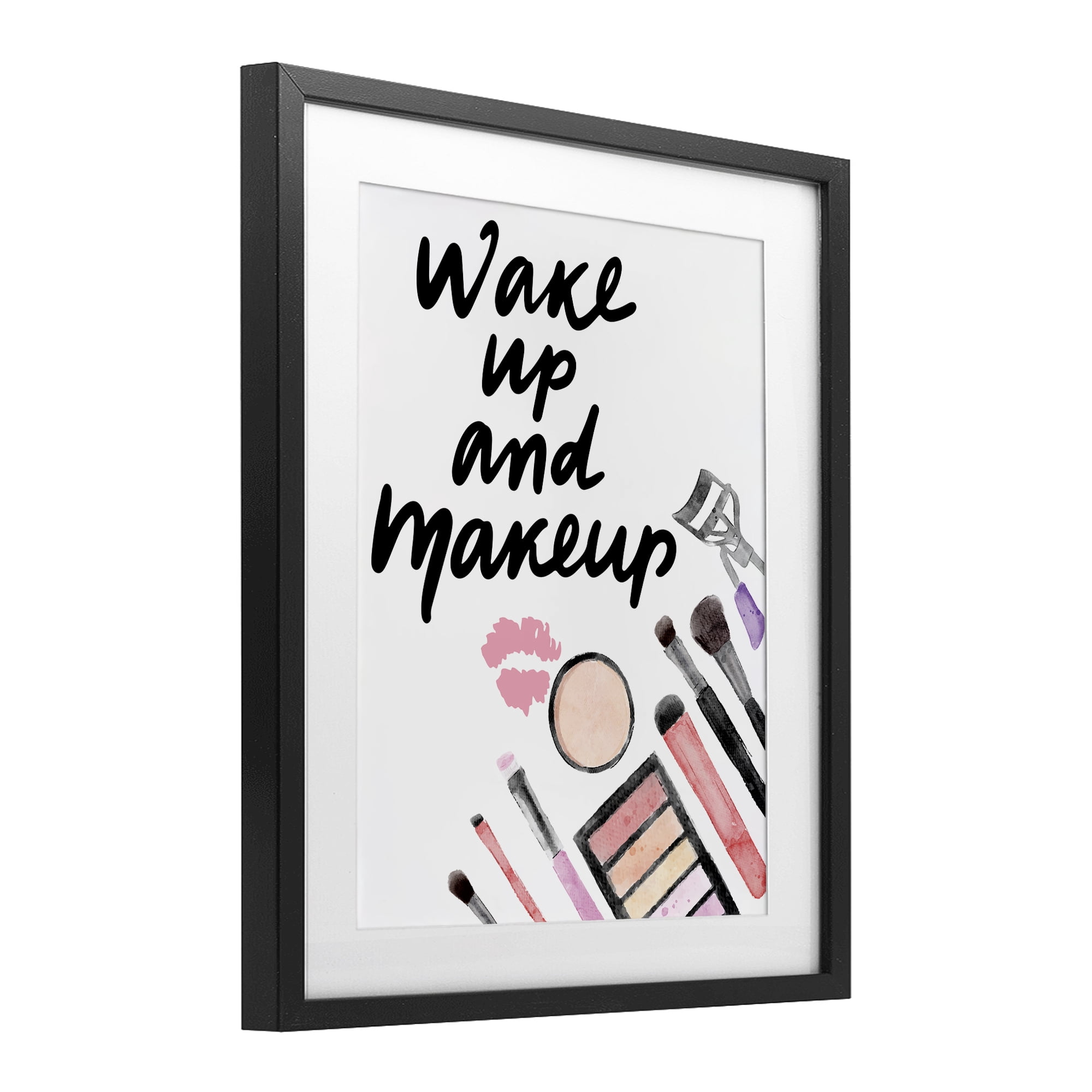 Stupell Industries Wake Up & Makeup Black Framed Print Under Glass, design by Jesse Keith