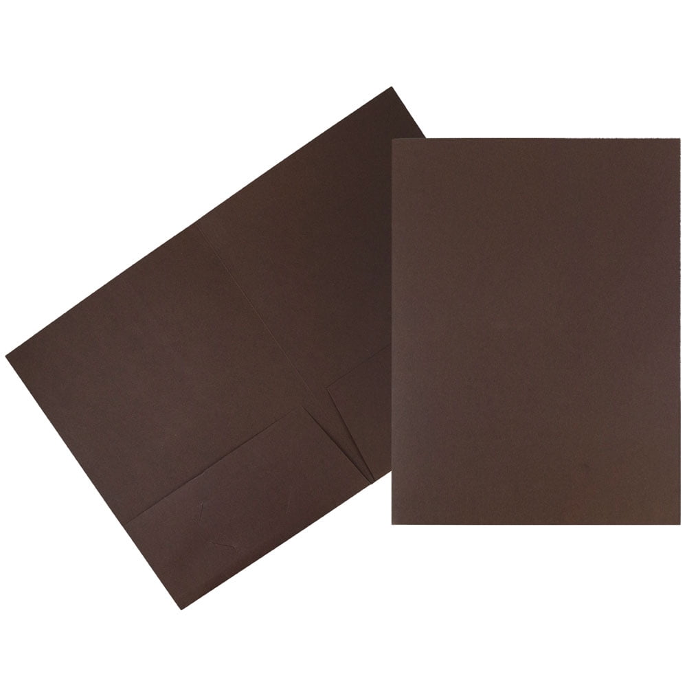 JAM Linen Two Pocket Folders, Chocolate Brown, 6/Pack