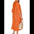thumbnail image 3 of Vestido Bohemio con Cuello en V, Mangas Acampanadas y Bordado de Encaje para Mujer (2025) Color Naranja M, 3 of 9