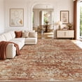 thumbnail image 2 of CHITOOMA 8'x10' Area Rugs, Washable Rugs for Living Room Non-Slip Low Pile Soft Distressed Abstract Rug, Indoor Vintage Neutral Carpet for Bedroom Dining Room Dorm Office, Red, 2 of 12