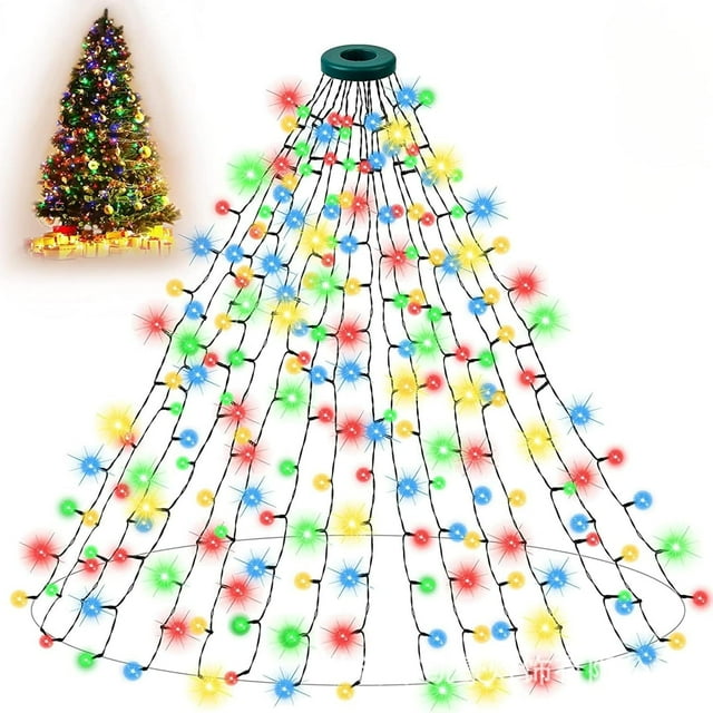 Cascading Twinkle Lights for Christmas Tree, Twinkle Christmas Tree Waterfall Fairy Lights, with 600 Light Cascading Tree Lights for Indoor Outdoor Christmas Tree Lights