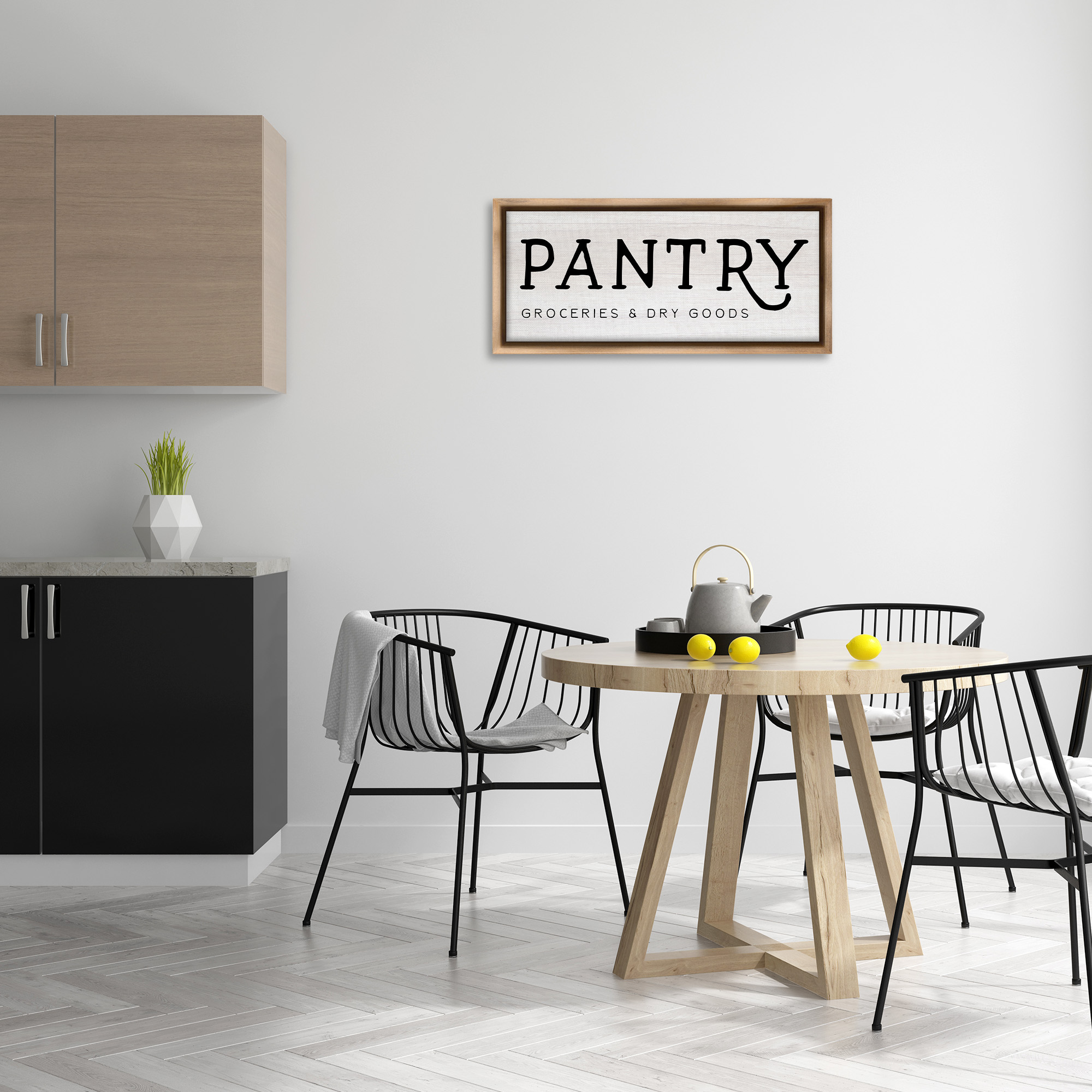 Stupell Industries Rustic Pantry Groceries Sign Typography Painting Brown Floater Framed Canvas Art Print Wall Art, 31 x 14