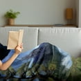 thumbnail image 3 of Fantasy Soft Flannel Fleece Blanket, Moon Surreal Scene with Riverside Lake Forest and Medieval Castle on Hill Art, Cozy Plush for Indoor and Outdoor Use, 70" x 90", Green and Blue, by Ambesonne, 3 of 5