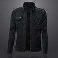 thumbnail image 5 of Miqool Mens Faux Leather Motorcycle Jacket Zip Up Casual Vintage Biker Coat Stand Collar Long Sleeve Outerwear with Pockets, 5 of 8